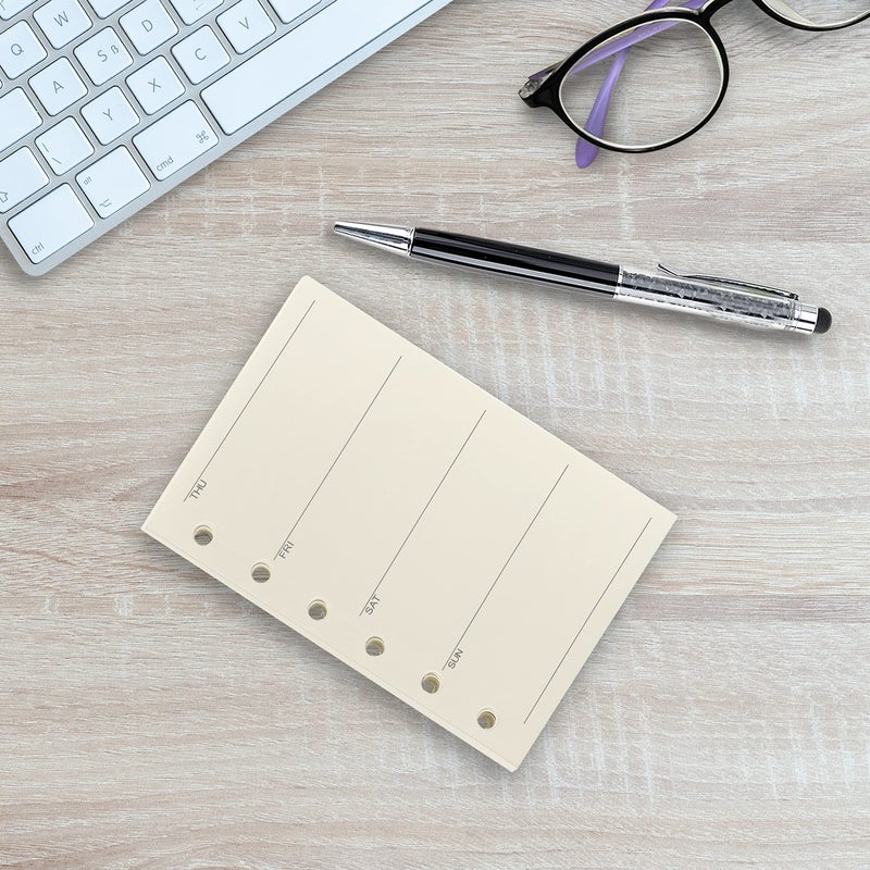 هارفيا إعادة تعبئة مخطط A7 A7 إعادة ملء جدول الأعمال لـ Filofax غير مؤرخ يوم الاثنين يبدأ على اليسار 6 فتحات/100 جرامًا للمتر المربع 45 ورقة/90 صفحة 4.84 × 3.23 بوصة Harphia (خطة أسبوعية A7) - Image 5